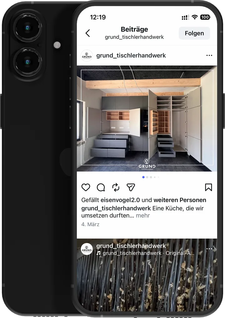 Instagram-Profil grund_tischlerhandwerk auf dem Smartphone